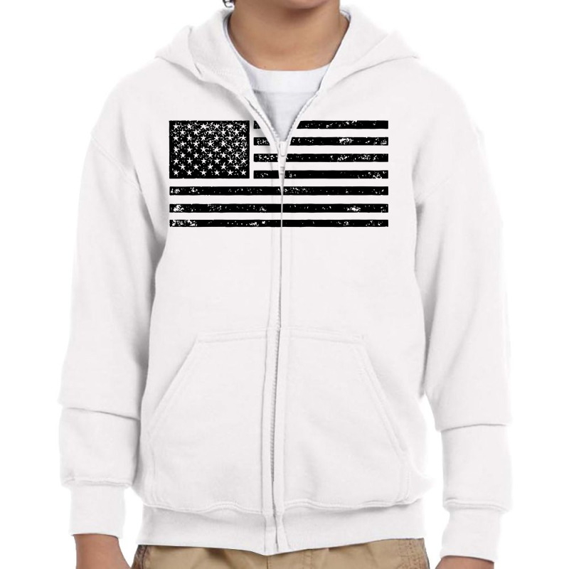 Black American Flag Vintage Distressed Effect Subtle Simple Premium T Youth Zipper Hoodie by zakarimullin | Artistshot