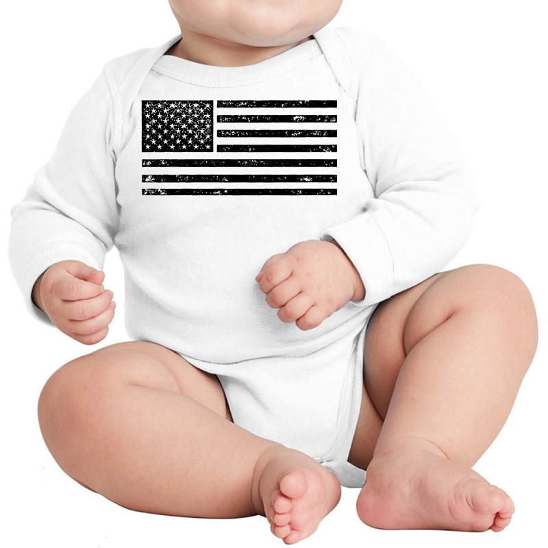 Black American Flag Vintage Distressed Effect Subtle Simple Premium T Long Sleeve Baby Bodysuit by zakarimullin | Artistshot