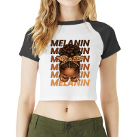 Melanin Afro Messy Bun Raglan Crop Top | Artistshot