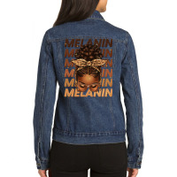 Melanin Afro Messy Bun Ladies Denim Jacket | Artistshot