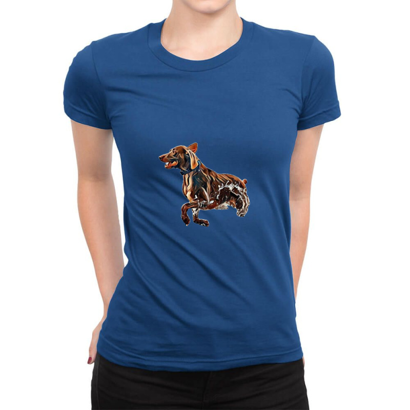 A Brown Dog Running In The Oc Ladies Fitted T-Shirt by Kemnabi | Artistshot