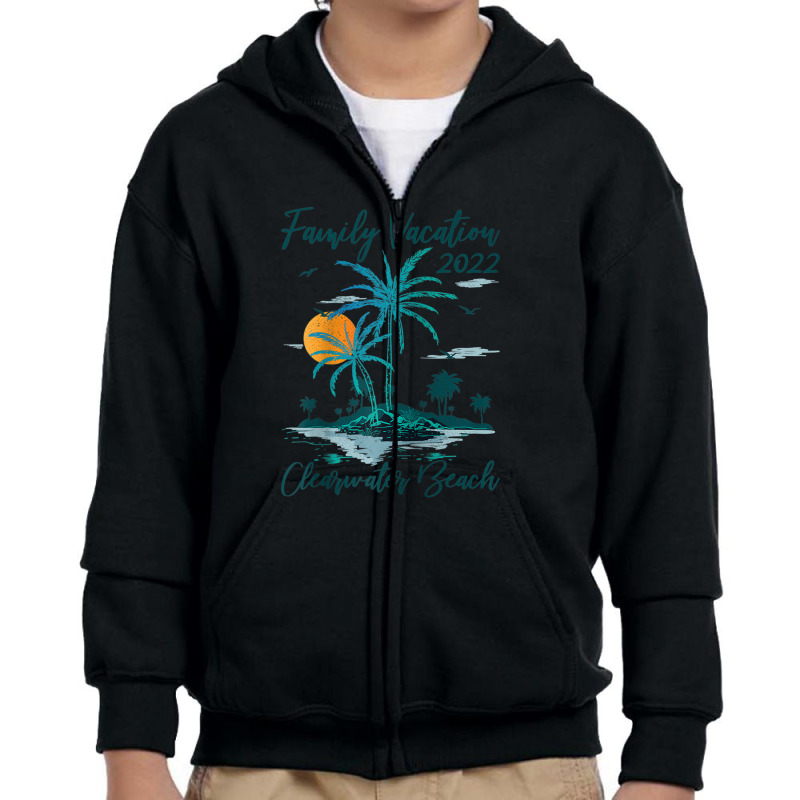 Vintage Family Vacation 2022 Florida Clearwater Beach Raglan Baseball Youth Zipper Hoodie by Tiktify | Artistshot