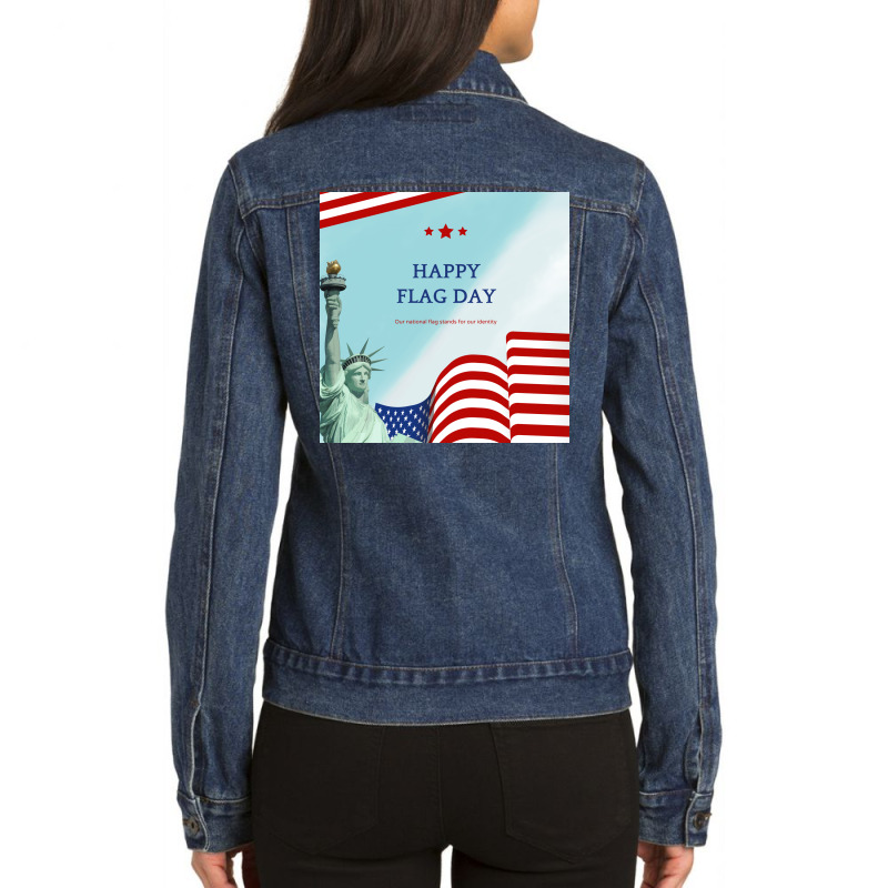 Happy Flag Day Our National Flag Stands For Our Id Ladies Denim Jacket by ACDC | Artistshot