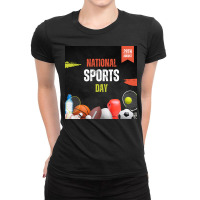 National Sports Day 29th August Ladies Fitted T-shirt | Artistshot