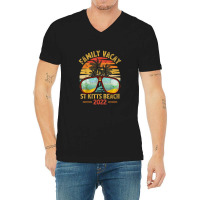 Vintage Family Vacation 2022 Lost Paradise St Kitts Beach V-neck Tee | Artistshot