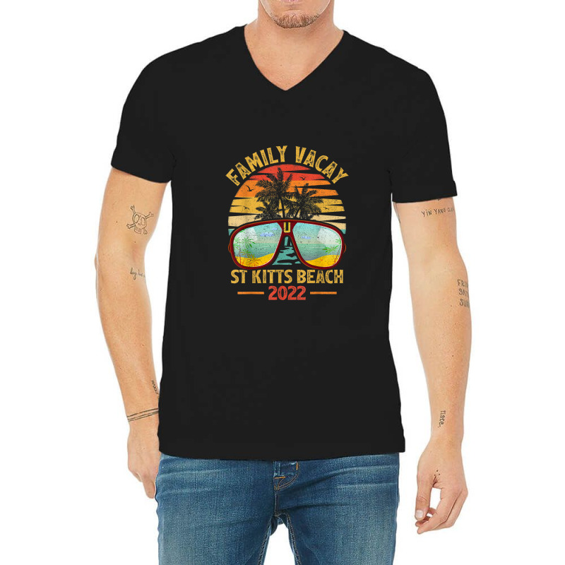 Vintage Family Vacation 2022 Lost Paradise St Kitts Beach V-Neck Tee by Tiktify | Artistshot