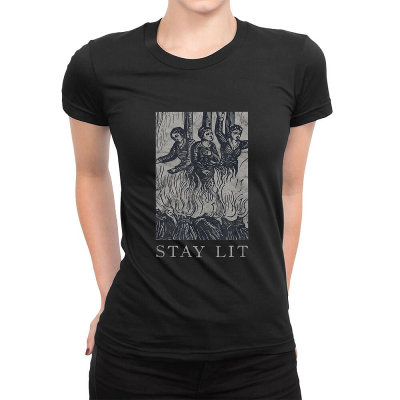 Occult Stay Lit Satan Devil Hell Unholy Antichrist Witch Ladies Fitted T-Shirt by Yuh2105 | Artistshot