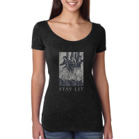 Occult Stay Lit Satan Devil Hell Unholy Antichrist Witch Women's Triblend Scoop T-shirt | Artistshot