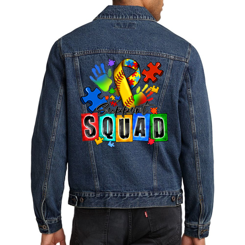 Softball Support Squad Autism Men Denim Jacket | Artistshot