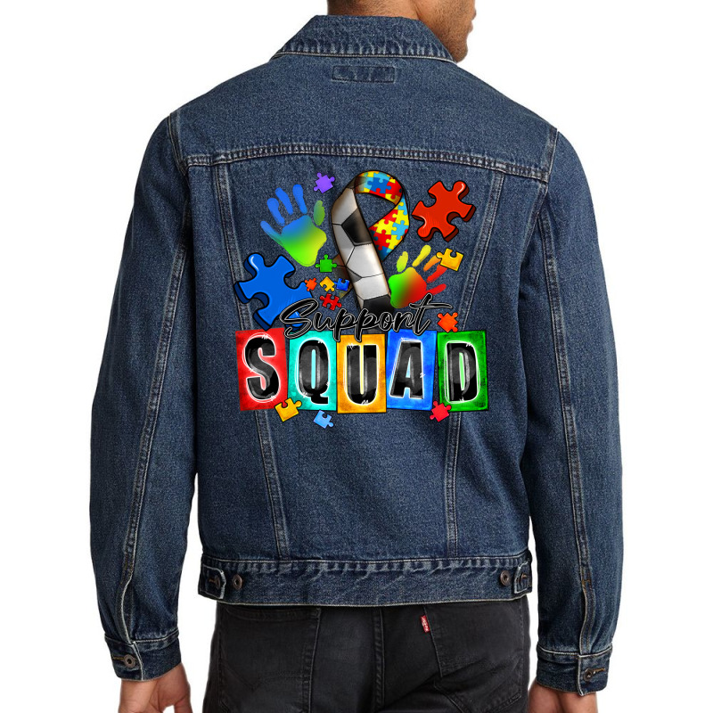 Soccer Support Squad Autism Men Denim Jacket | Artistshot