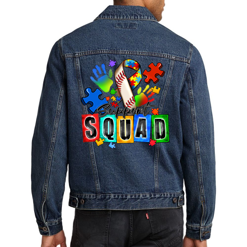 Baseball Support Squad Autism Men Denim Jacket | Artistshot