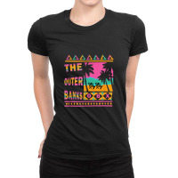 Outer Banks Obx Souvenir With Palm Tree Beach Design Ladies Fitted T-shirt | Artistshot