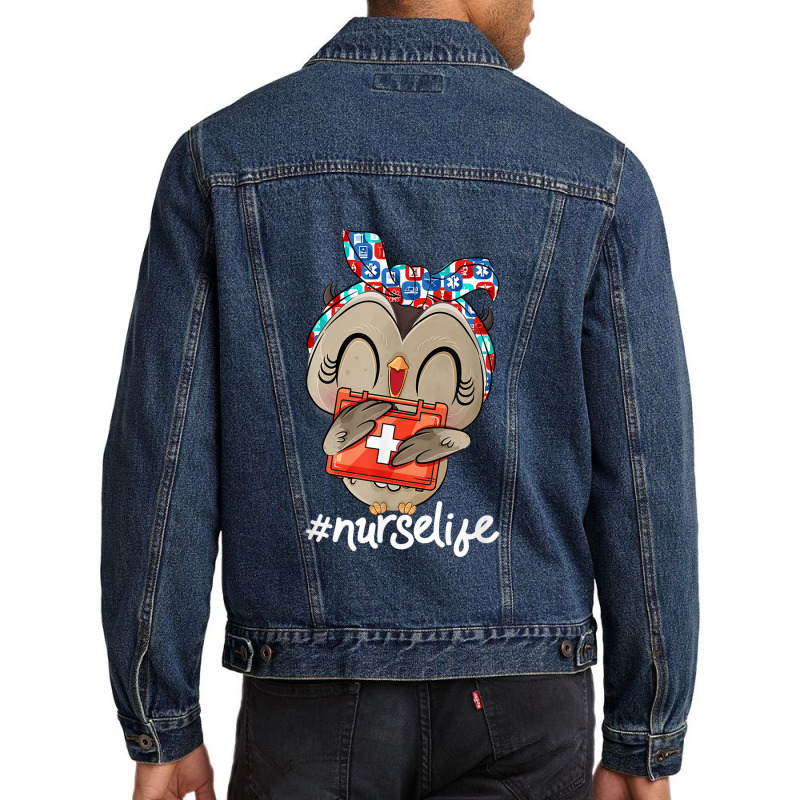 Owl Nurse Life Night Shift Nursing Healthcare Week Work Cute Men Denim Jacket | Artistshot