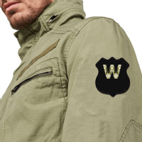 Letter W T  Shirt Letter W Monogram Olive Green Abstract Pattern Paint Shield Patch | Artistshot