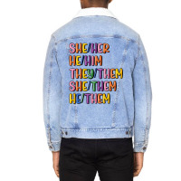 Lgbtq Pronouns Unisex Sherpa-lined Denim Jacket | Artistshot