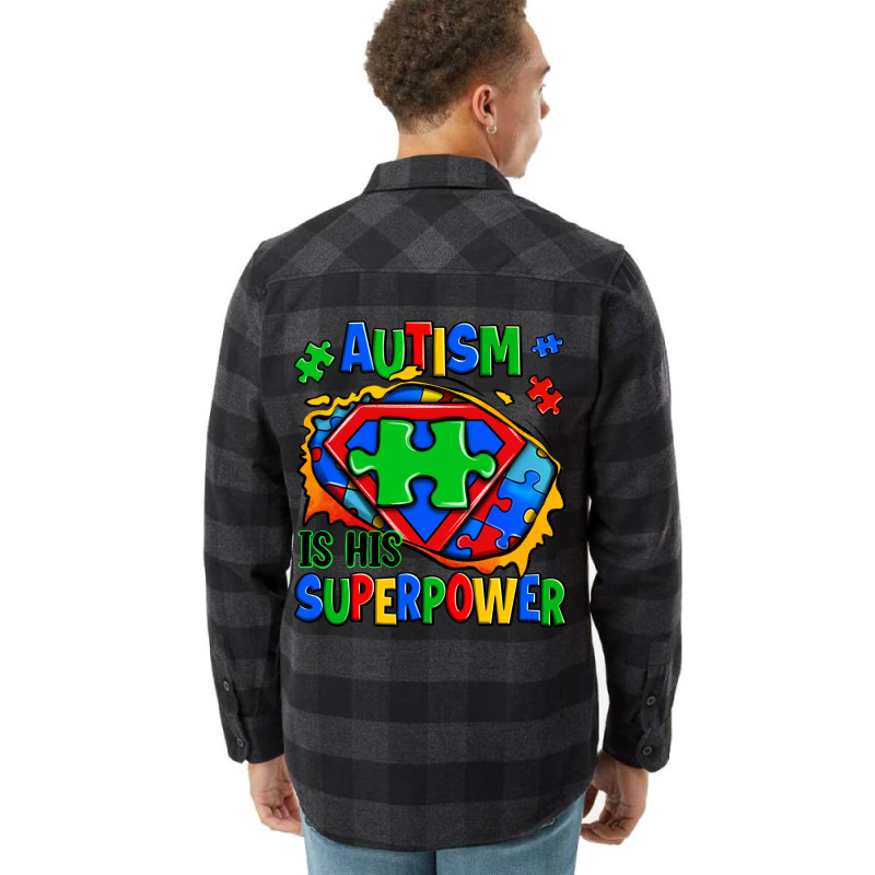 Autism Is His Superpower Ripped Flannel Shirt | Artistshot