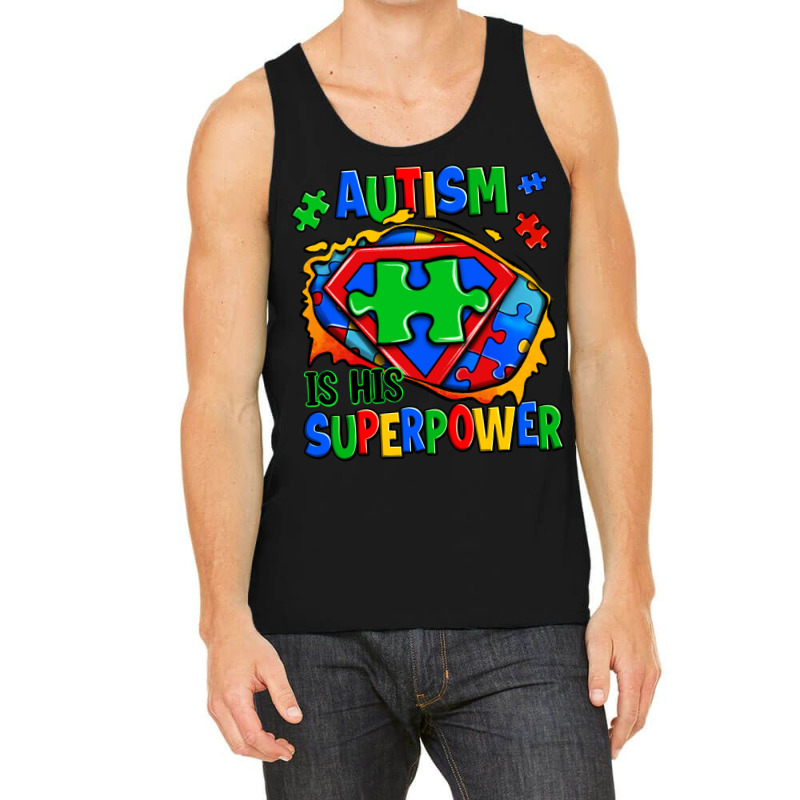 Autism Is His Superpower Ripped Tank Top | Artistshot