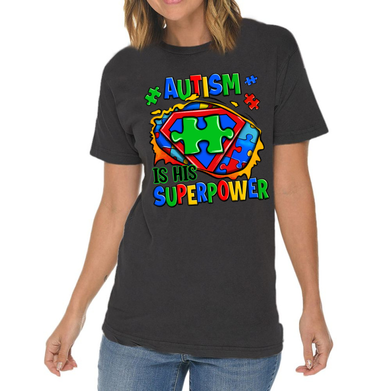 Autism Is His Superpower Ripped Vintage T-shirt | Artistshot