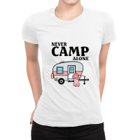 Never Camp Alone  Camper Love Poodle Dog Ladies Fitted T-shirt | Artistshot