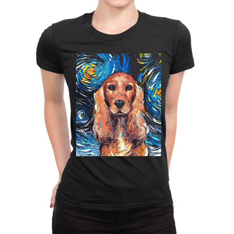 Cocker Spaniel T  Shirt Cocker Spaniel Night Ladies Fitted T-Shirt by heelsdreary | Artistshot