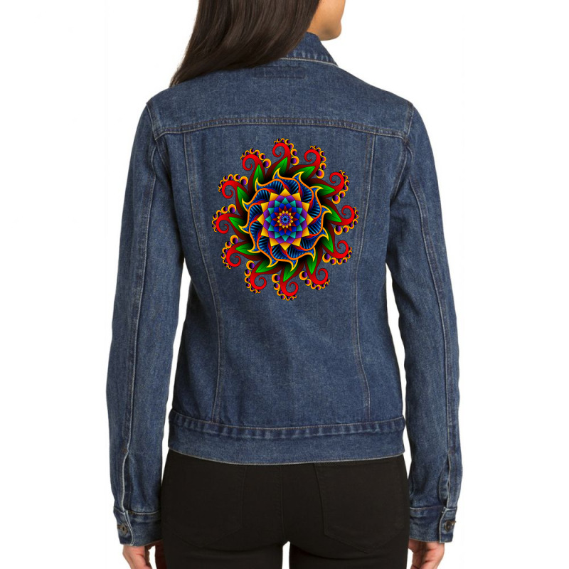 Traditional Diwali Rangoli Art 3d Ladies Denim Jacket by chris299 | Artistshot