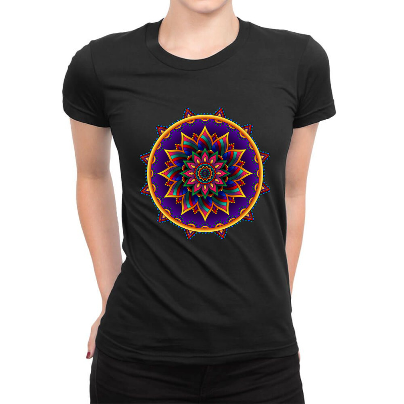 Traditional Diwali 3d Rangoli Art Ladies Fitted T-Shirt by chris299 | Artistshot