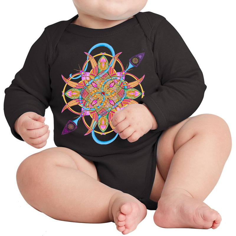 Mandala T  Shirt Tailed Mandala T  Shirt Long Sleeve Baby Bodysuit | Artistshot