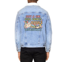 Just A Girl Who Brings Books Everywhere Unisex Sherpa-lined Denim Jacket | Artistshot