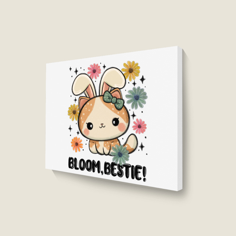 Bloom Bestie Cat Landscape Canvas Print | Artistshot