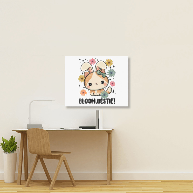 Bloom Bestie Cat Landscape Canvas Print | Artistshot