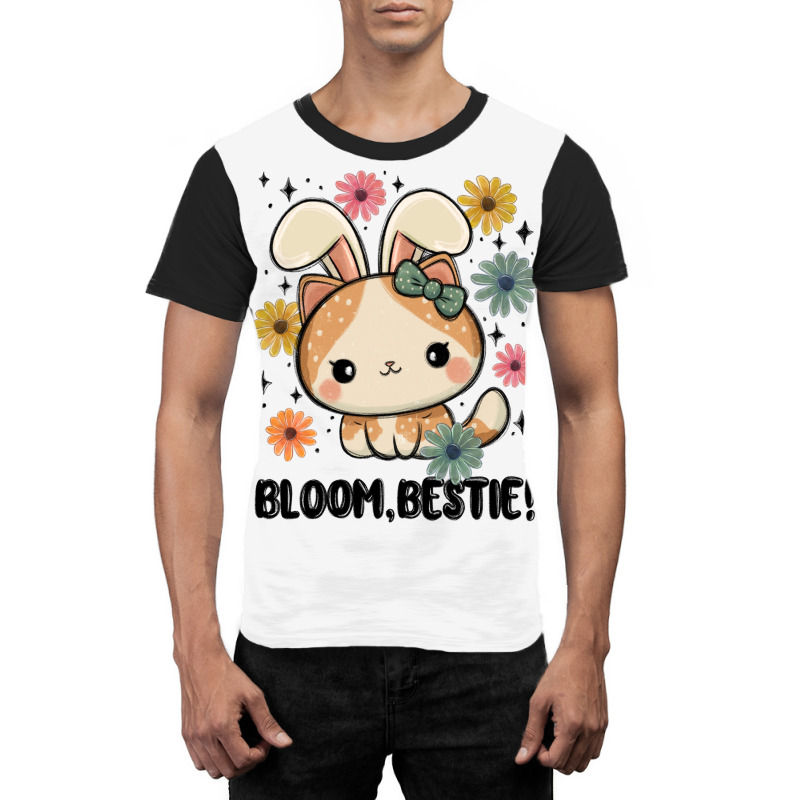 Bloom Bestie Cat Graphic T-shirt | Artistshot