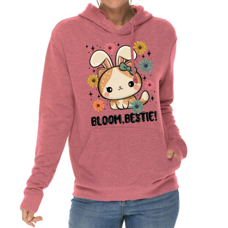 Bloom Bestie Cat Lightweight Hoodie | Artistshot