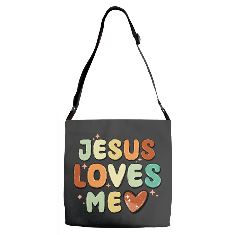 Jesus Loves Me Adjustable Strap Totes | Artistshot