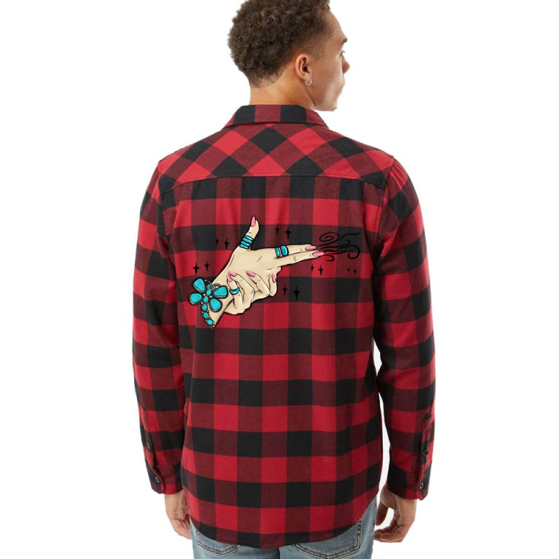 Western Turquoise Gun Hand Flannel Shirt | Artistshot