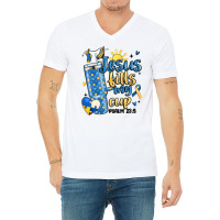 Down Syndrome Jesus Fills My Cup V-neck Tee | Artistshot