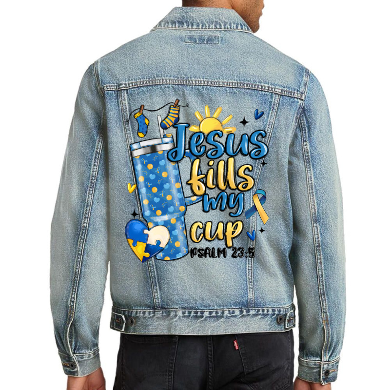 Down Syndrome Jesus Fills My Cup Men Denim Jacket | Artistshot