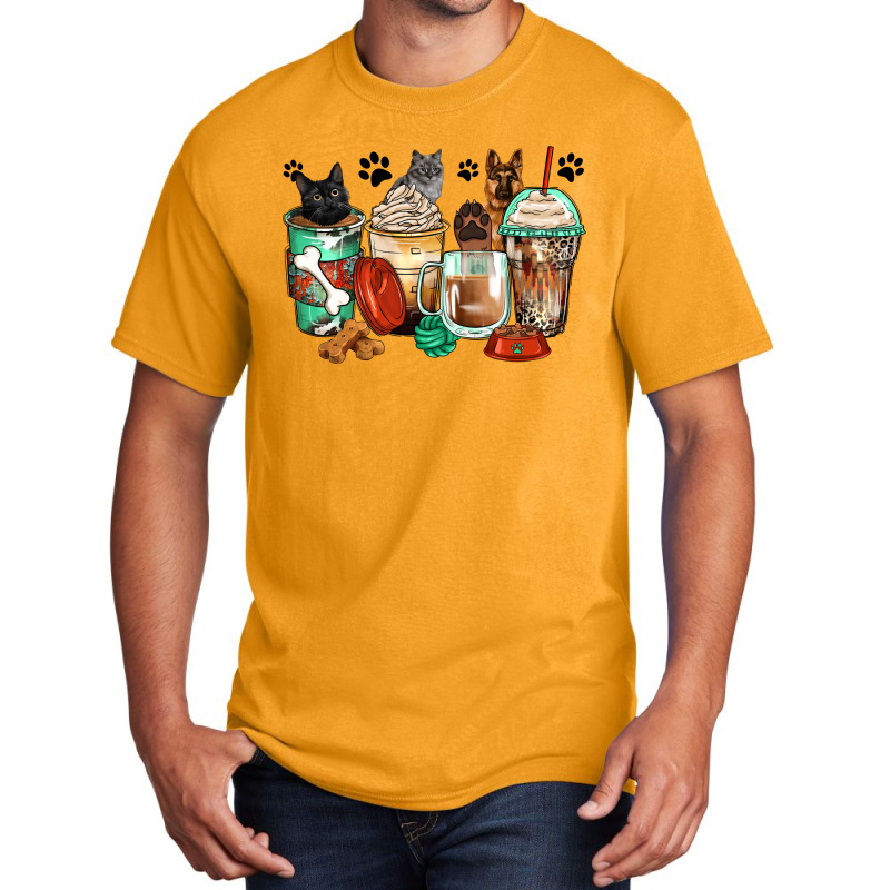 German Shepherd Black And Grey Cat Coffee Cups Basic T-shirt | Artistshot