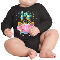 Cute Unicorn Face Hanukkah Gift T  Shirt Unicorn Face Hanukkah Funny H Long Sleeve Baby Bodysuit | Artistshot