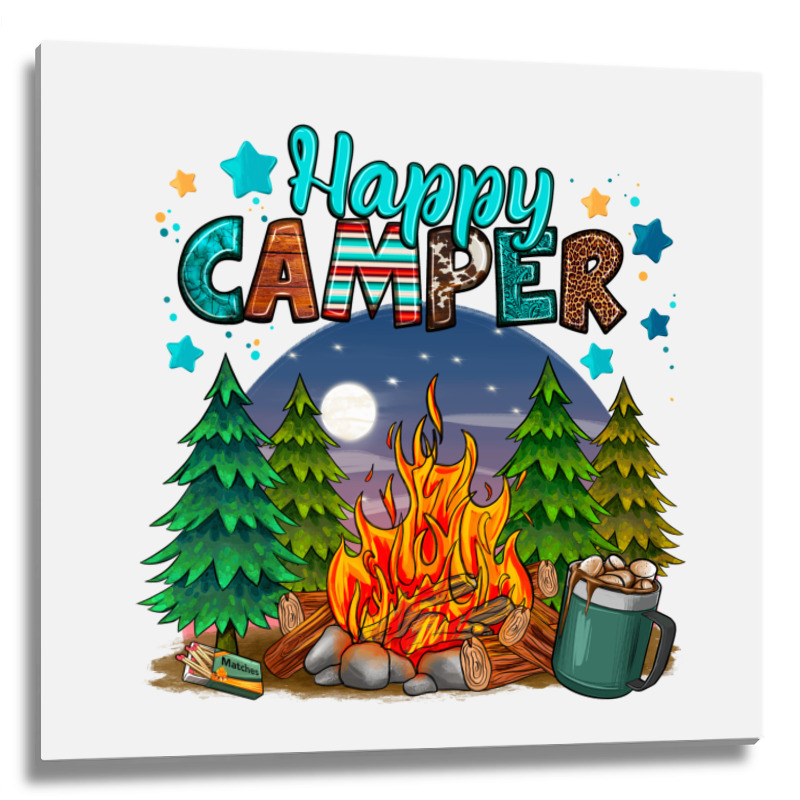 Happy Camper Metal Print Square | Artistshot