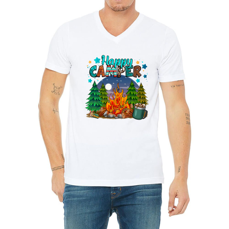 Happy Camper V-neck Tee | Artistshot