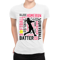 Softball Typography Word Art Funny Batter Pitcher Catcher T Shirt Ladies Fitted T-shirt | Artistshot