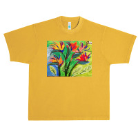 Paradise Flowers Acrylic Painting Urban Heavy T-shirt | Artistshot