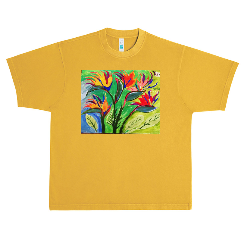 Paradise Flowers Acrylic Painting Urban Heavy T-shirt by Angelysmina | Artistshot