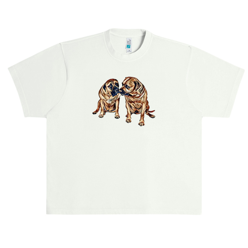 Two Mastiff Dogs Sitting Agai Urban Heavy T-shirt | Artistshot