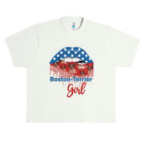 Boston Terrier Girl Pretty American Flag Sexy Biting Lip 4th Of July U Urban Heavy T-shirt | Artistshot