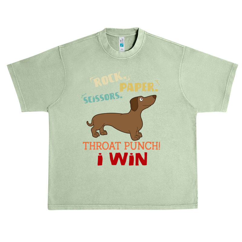 Rock Paper Scissors Throat Punch I Win Dog Retro Vintage Wiener Dog Urban Heavy T-shirt | Artistshot