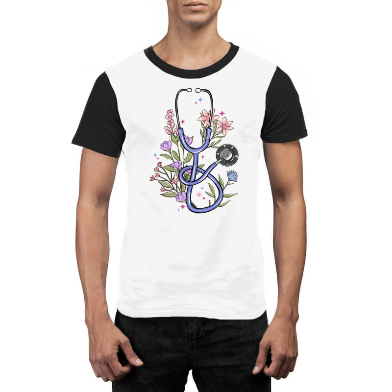 Floral Stethoscope Graphic T-shirt | Artistshot