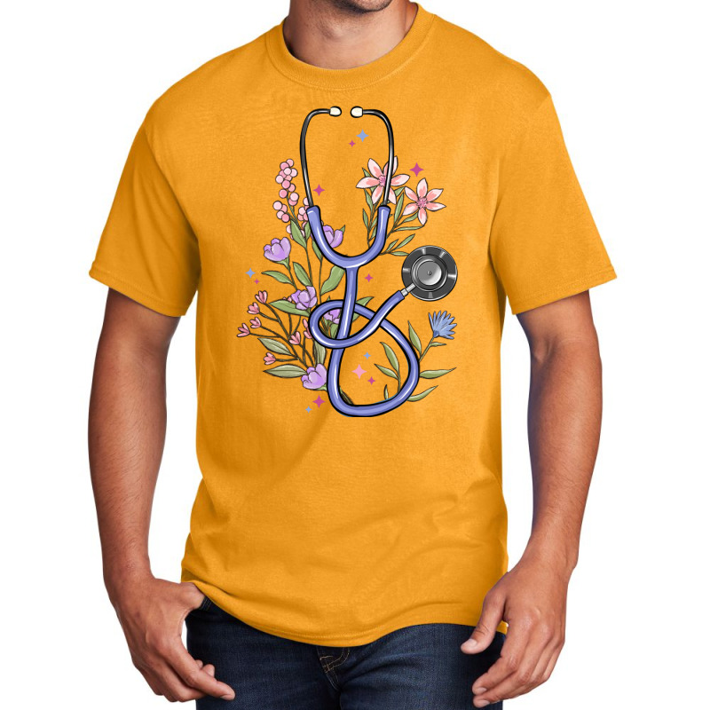 Floral Stethoscope Basic T-shirt | Artistshot