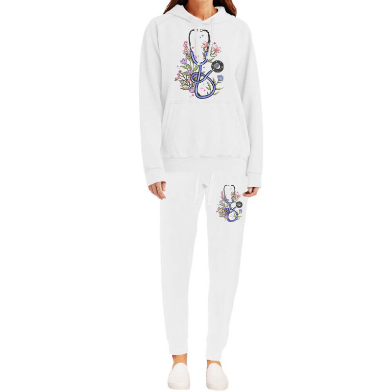 Floral Stethoscope Hoodie & Jogger Set | Artistshot