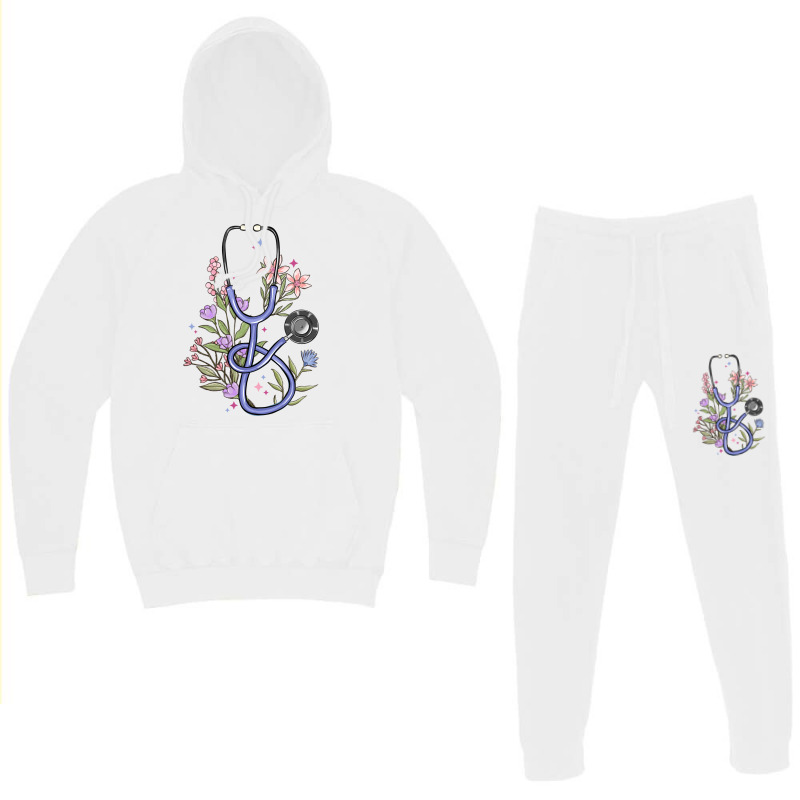 Floral Stethoscope Hoodie & Jogger Set | Artistshot